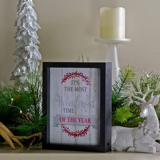 LED Lighted "Its The Most Wonderful Time Of The Year" Christmas Framed Wall Art